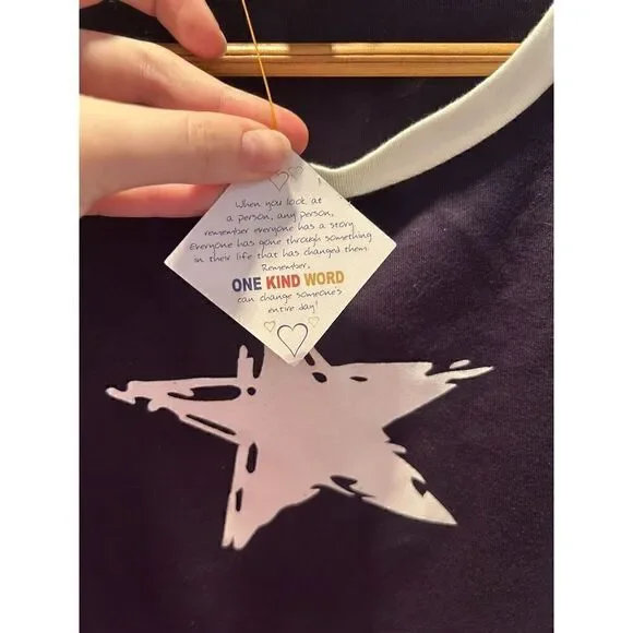 Mazik Women’s Blue and White Star Short Sleeve T-Shirt Shirt Size Large - Picture 5 of 5